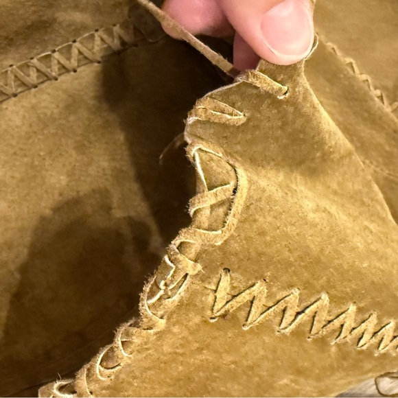 Vtg Y2K Wet Seal Leather Jacket Women’s Sz L Brown Suede Fringe Boho Western 70s - Picture 8 of 11